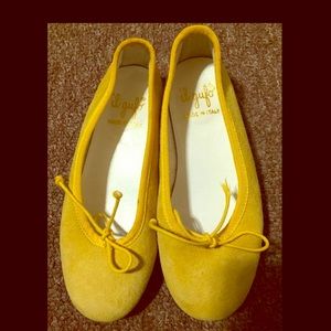 Suede Leather Yellow Toddle Flats - 3 year old